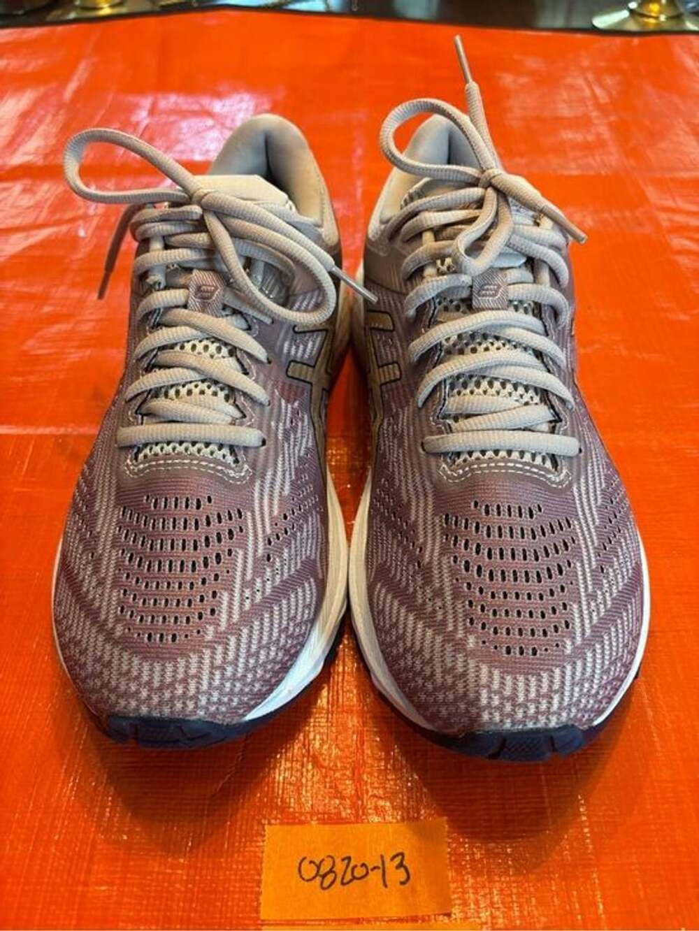 Asics Women's Light Gray and Mauve Knit Lace-Up Sneakers